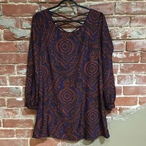 Blu Pepper Blue and orange Paisley Dress